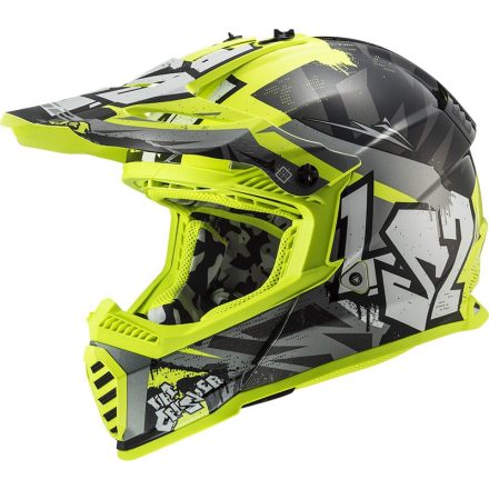 LS2, MX437 FAST EVO CRUSHER BLACK HI VIS YELLOW