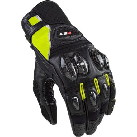 LS2 SPARK 2 LEATHER MAN GLOVES BLACK H-V YELLOW