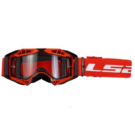 LS2 AURA GOGGLE RED WITH CLEAR VISOR