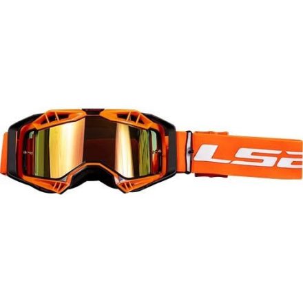 LS2 AURA PRO GOGGLE BLACK ORANGE WITH IRIDIUM VISOR